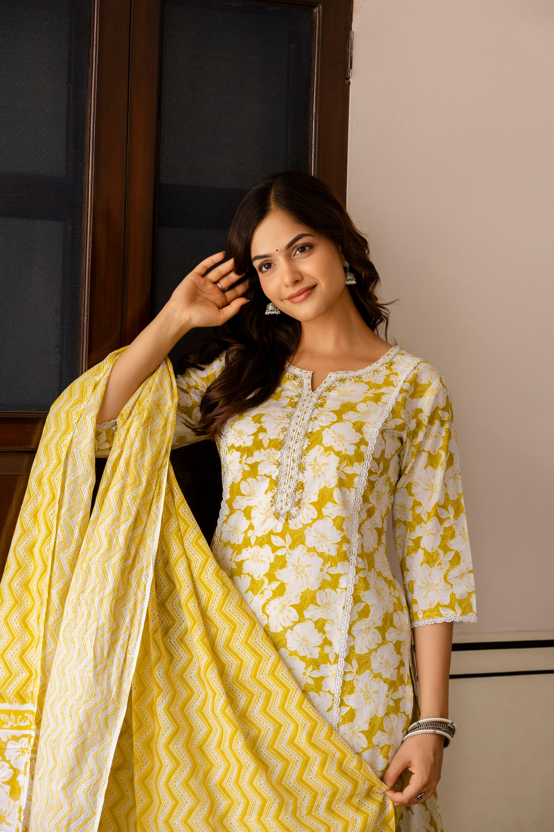 Sunshine Yellow Floral Printed Kurta Set