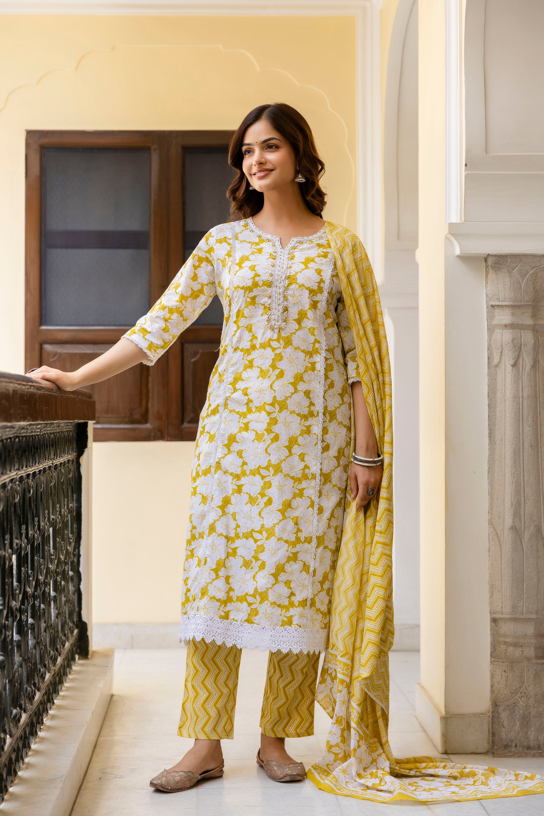 Sunshine Yellow Floral Printed Kurta Set