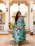 Aqua Blue Floral Printed Anarkali Kurta Set with Dupatta