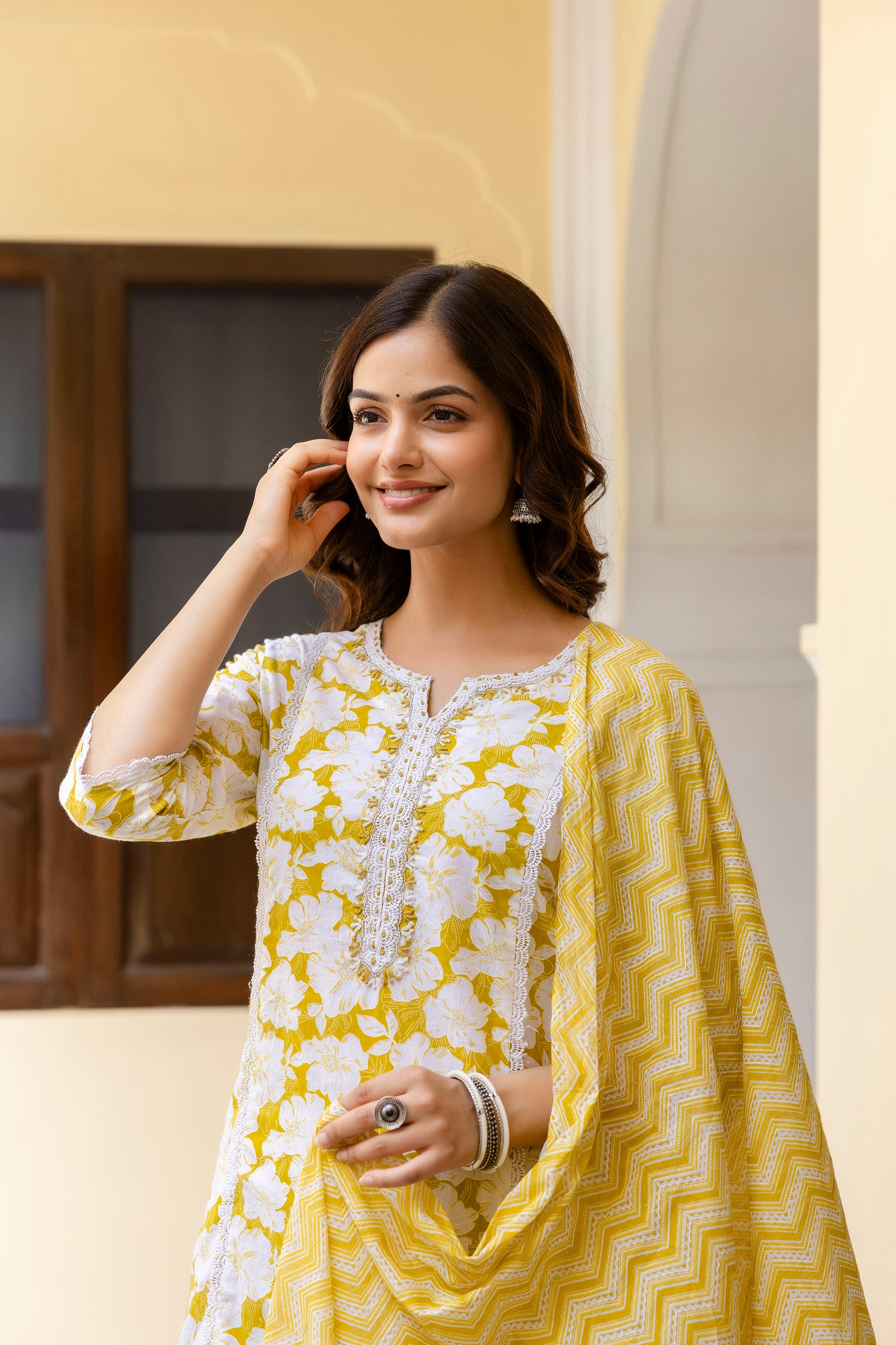 Sunshine Yellow Floral Printed Kurta Set