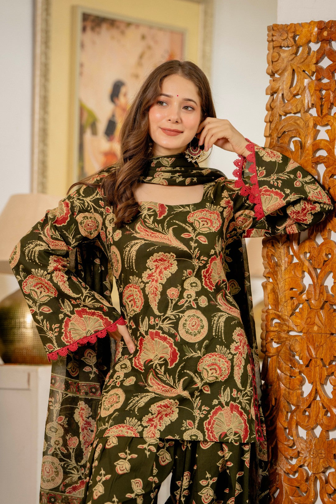 Women Floral Printed Farshi Salwar Kurta Set