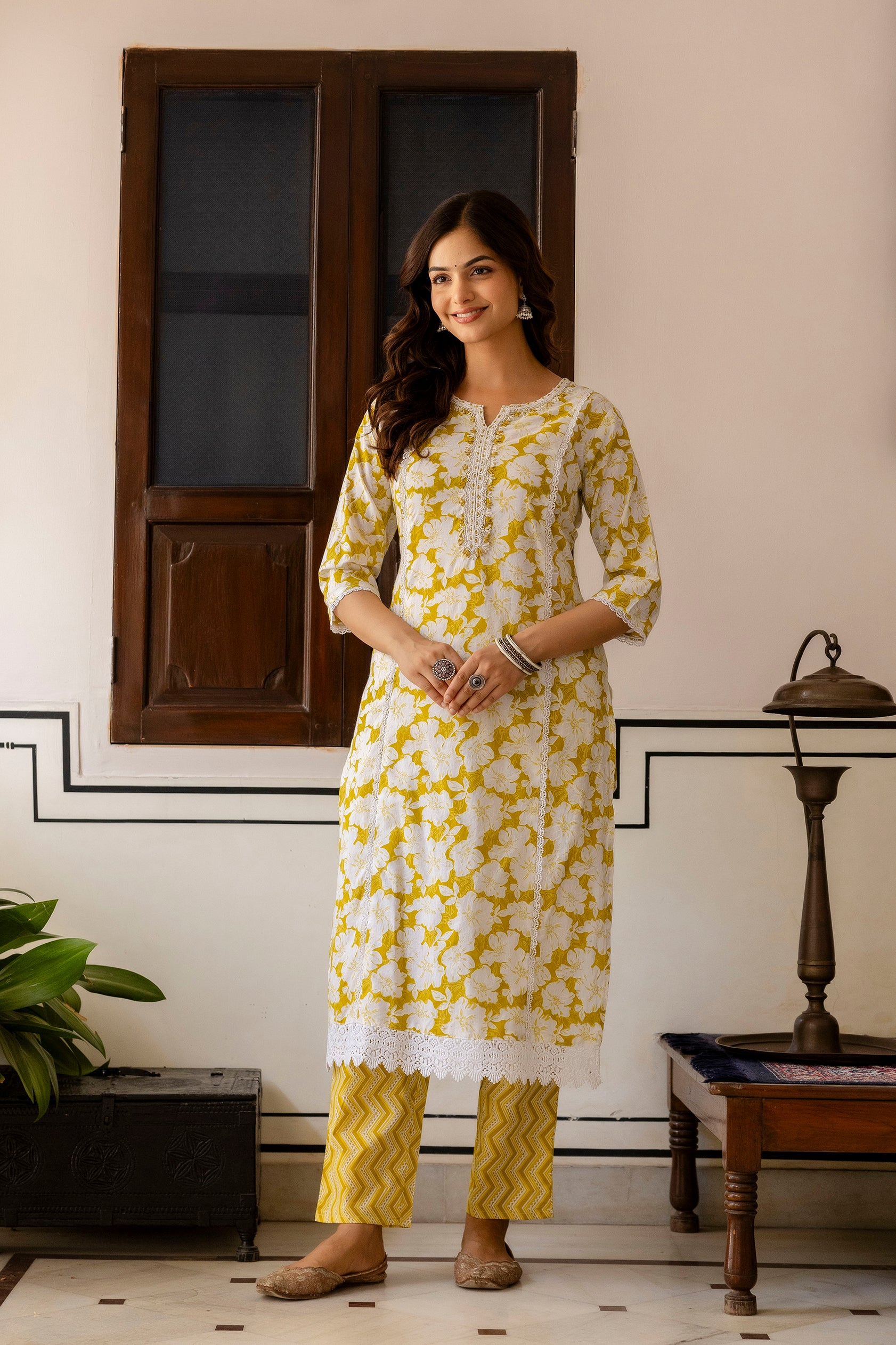 Sunshine Yellow Floral Printed Kurta Set