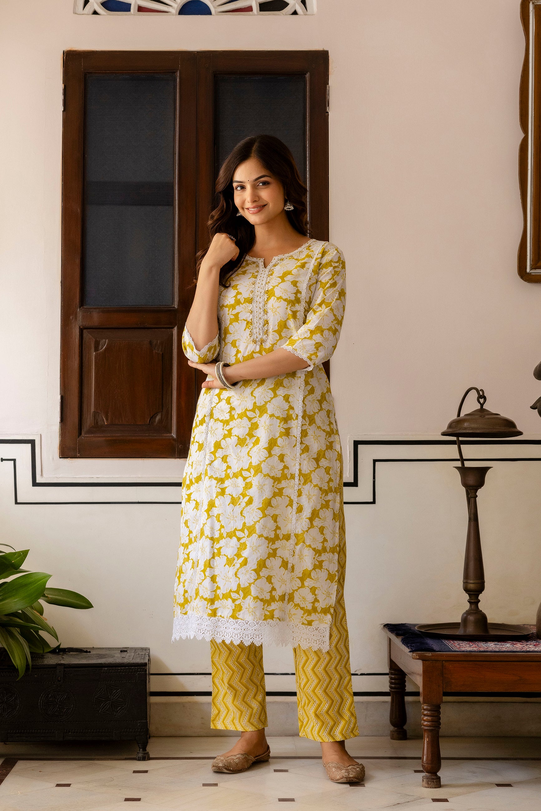 Sunshine Yellow Floral Printed Kurta Set