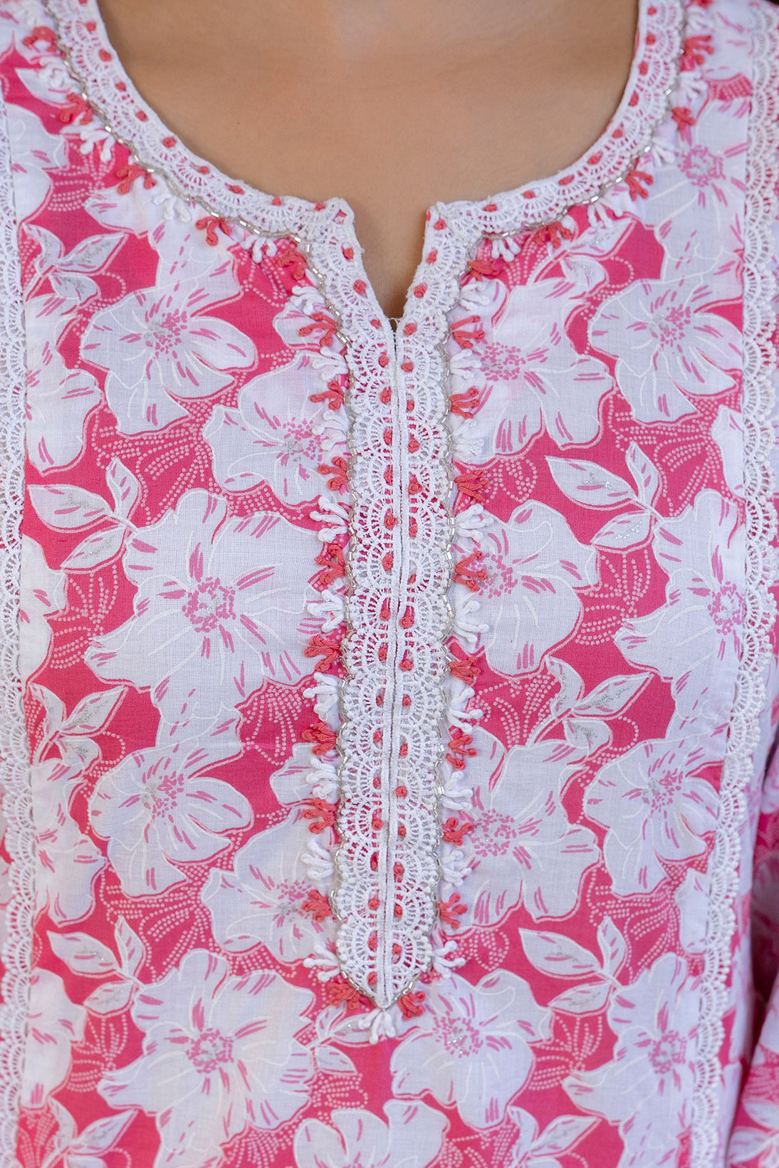 Blush Pink Floral Printed Kurta Set with Dupatta