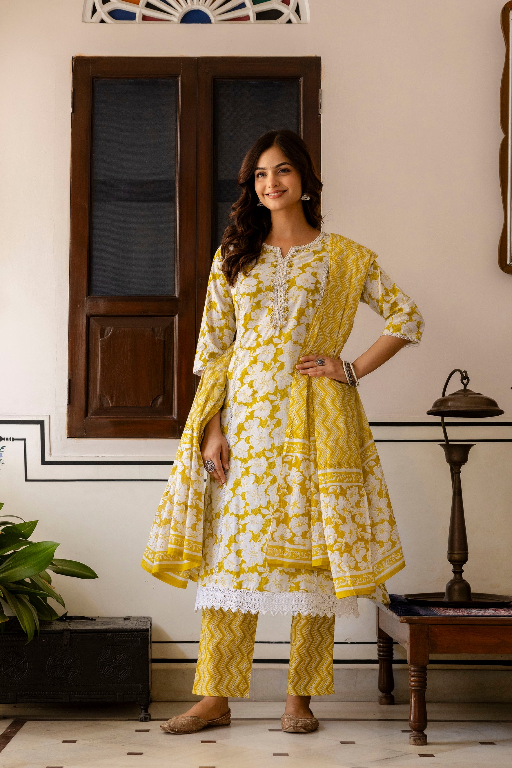 Sunshine Yellow Floral Printed Kurta Set