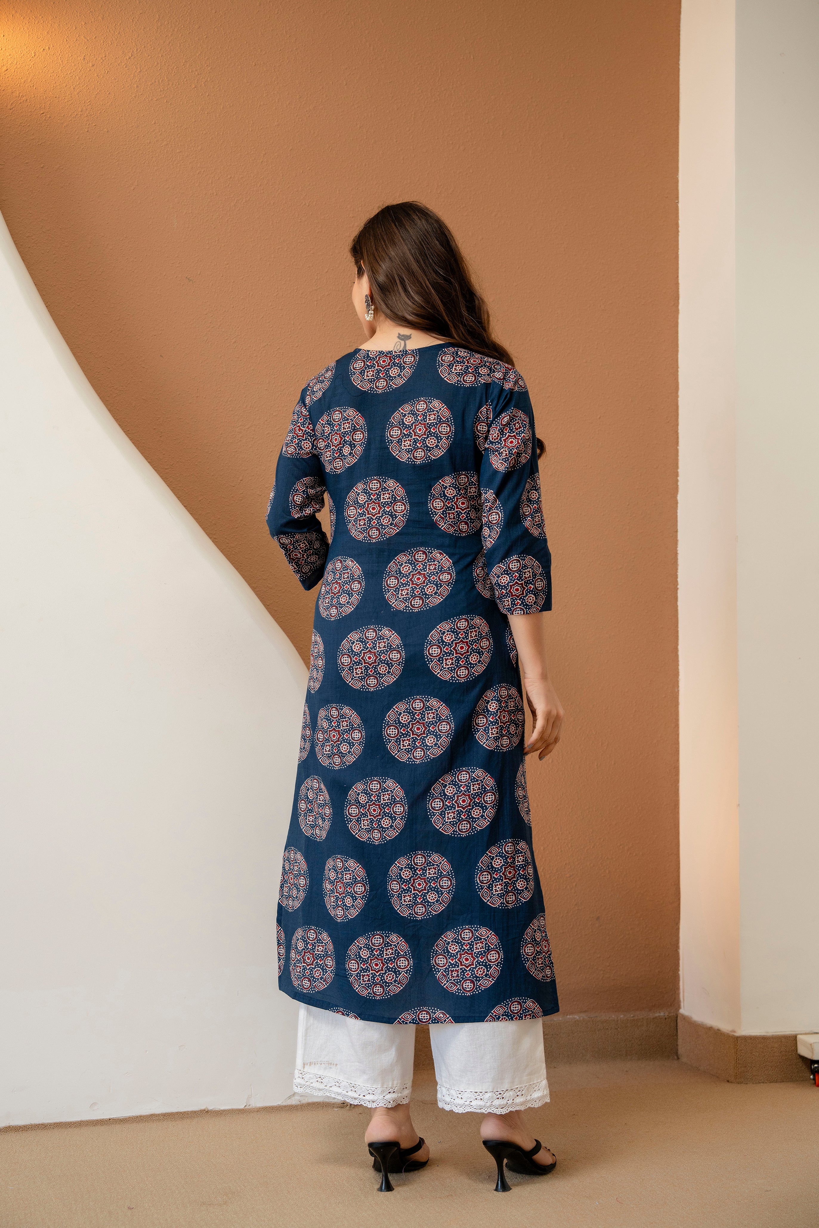 Indigo Ajrakh Print Straight Kurti
