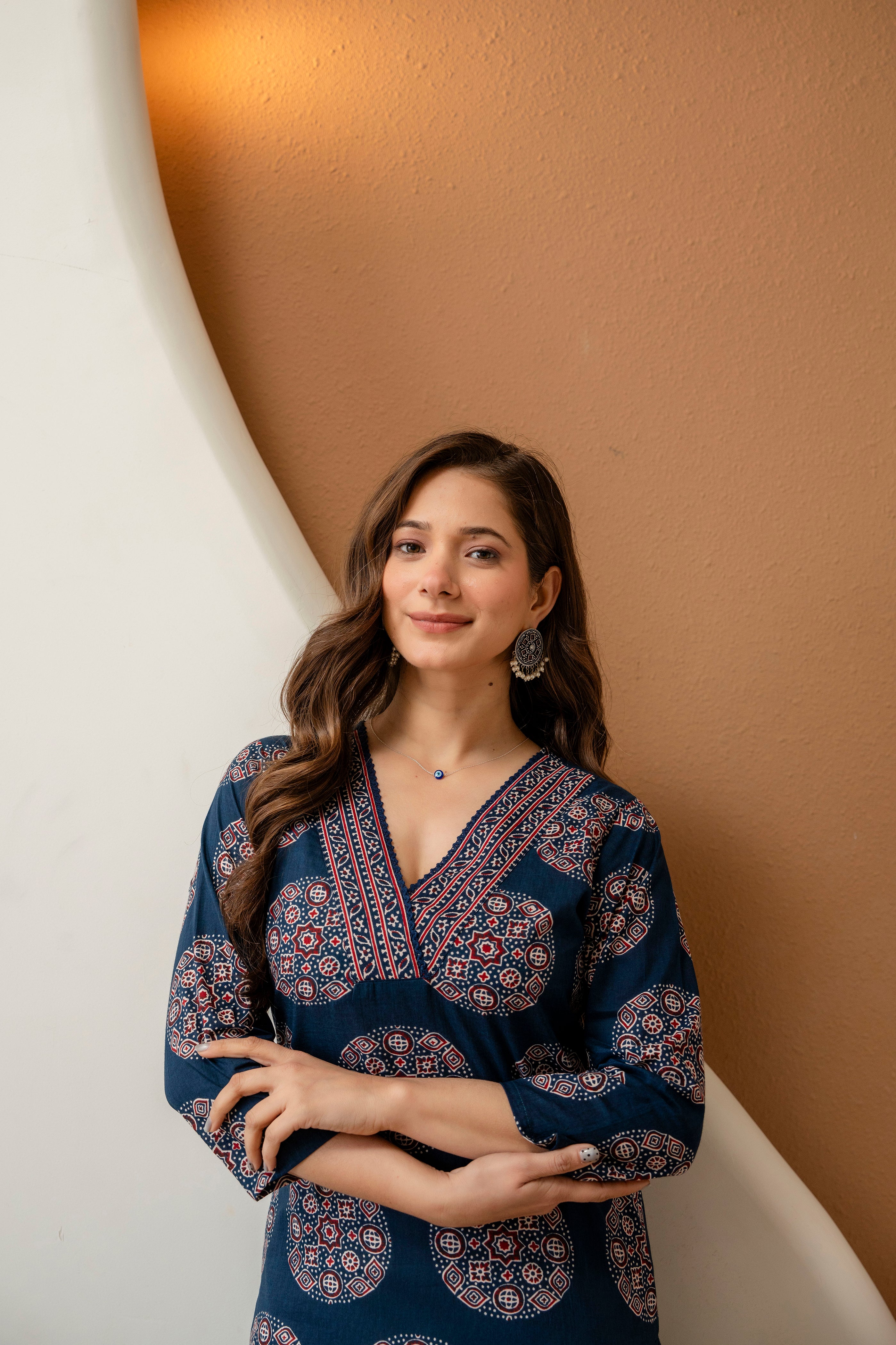 Indigo Ajrakh Print Straight Kurti