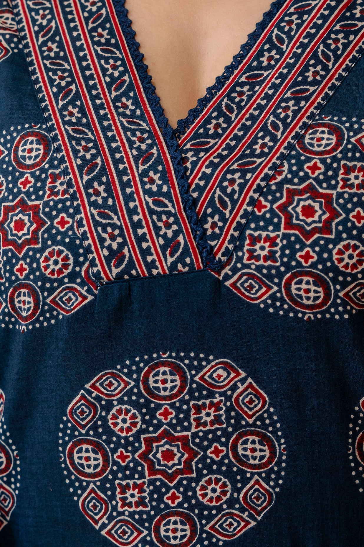 Indigo Ajrakh Print Straight Kurti