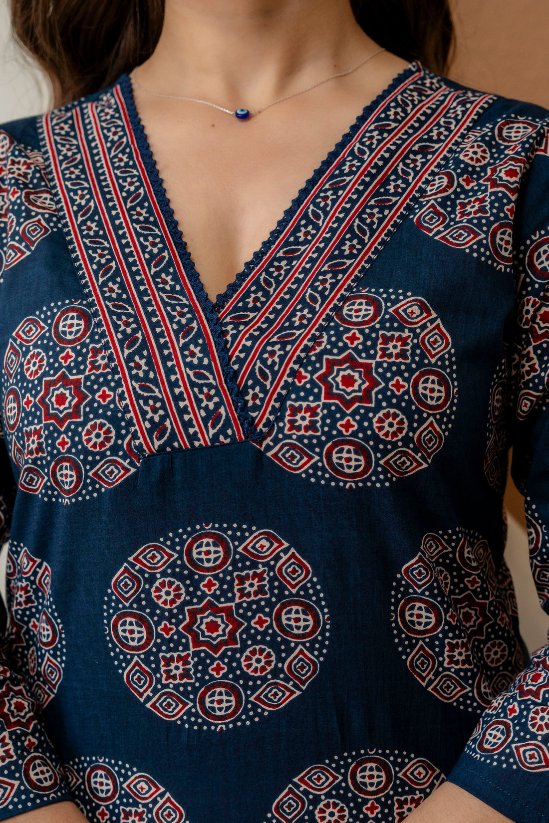 Indigo Ajrakh Print Straight Kurti